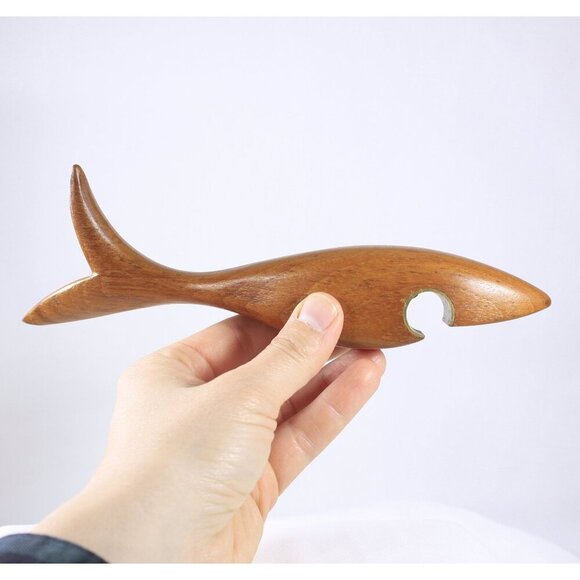 Vintage minimalist teak bottle opener, Nautical Danish mid century modern - Picture 1 of 8